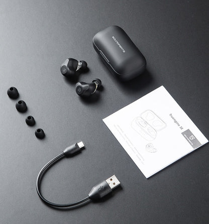 Dual Dynamic Earbuds Bluetooth 5.0, Headphones with aptX Codec, Noise Cancelling, Touch Control